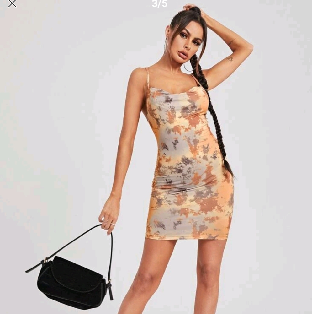 Tie Dye Cowl Neck Cami Dress
